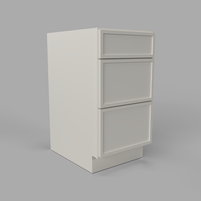 Slim Frame Shaker Three Drawer Base Cabinet 34.5" H x 24" D