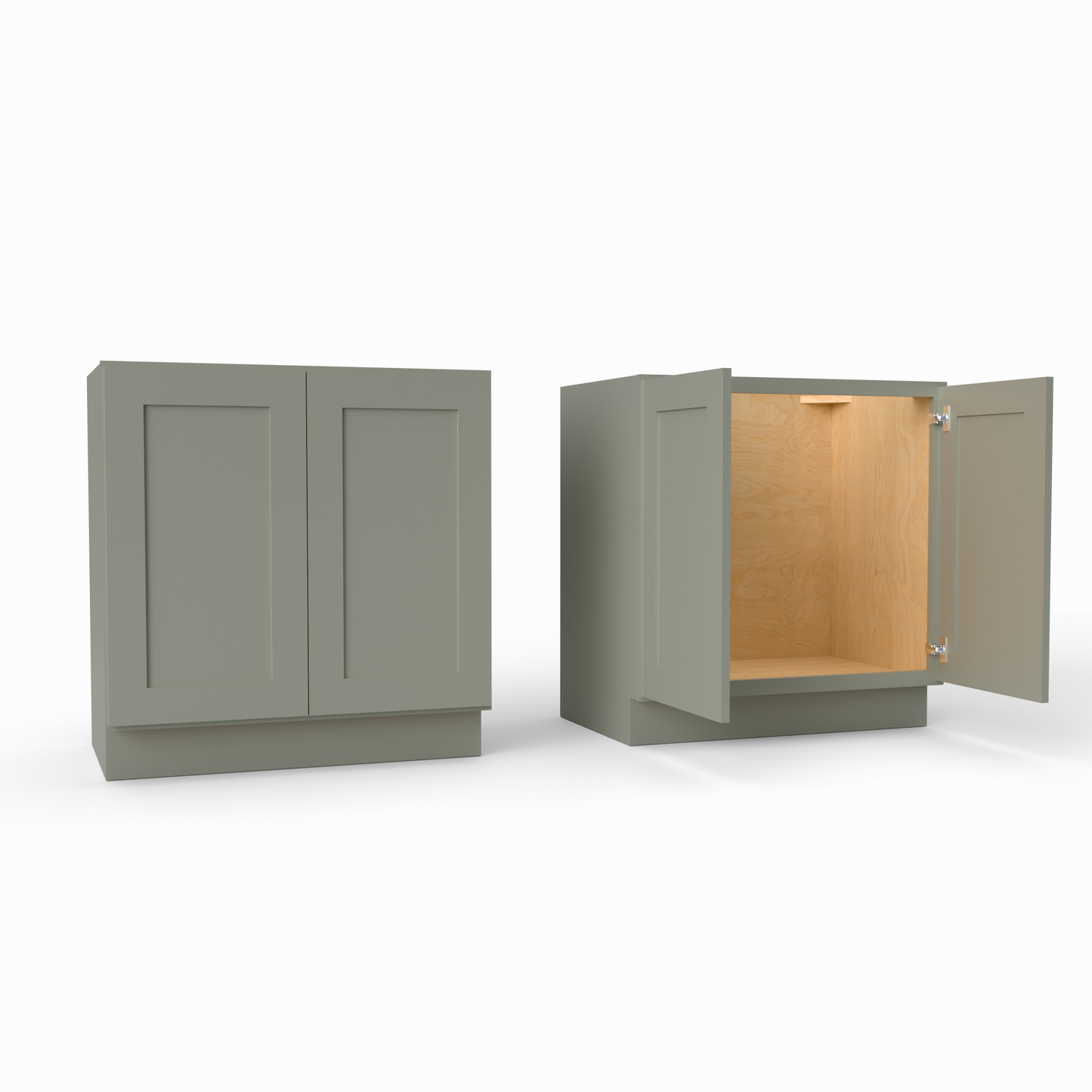 VS33FH Full height door shaker vanity base cabinet sage green