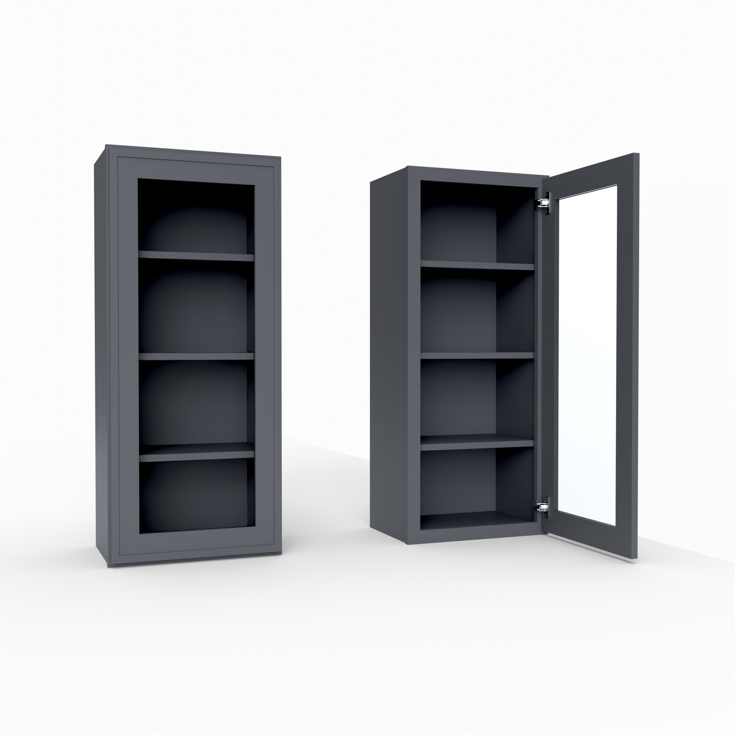 Slim Frame Shaker 42” H x 12” D Glass Door Wall Cabinet