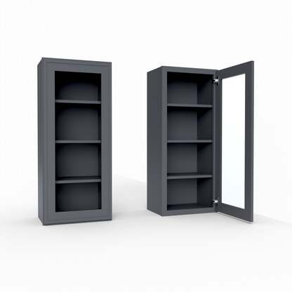 Slim Frame Shaker 42” H x 12” D Glass Door Wall Cabinet