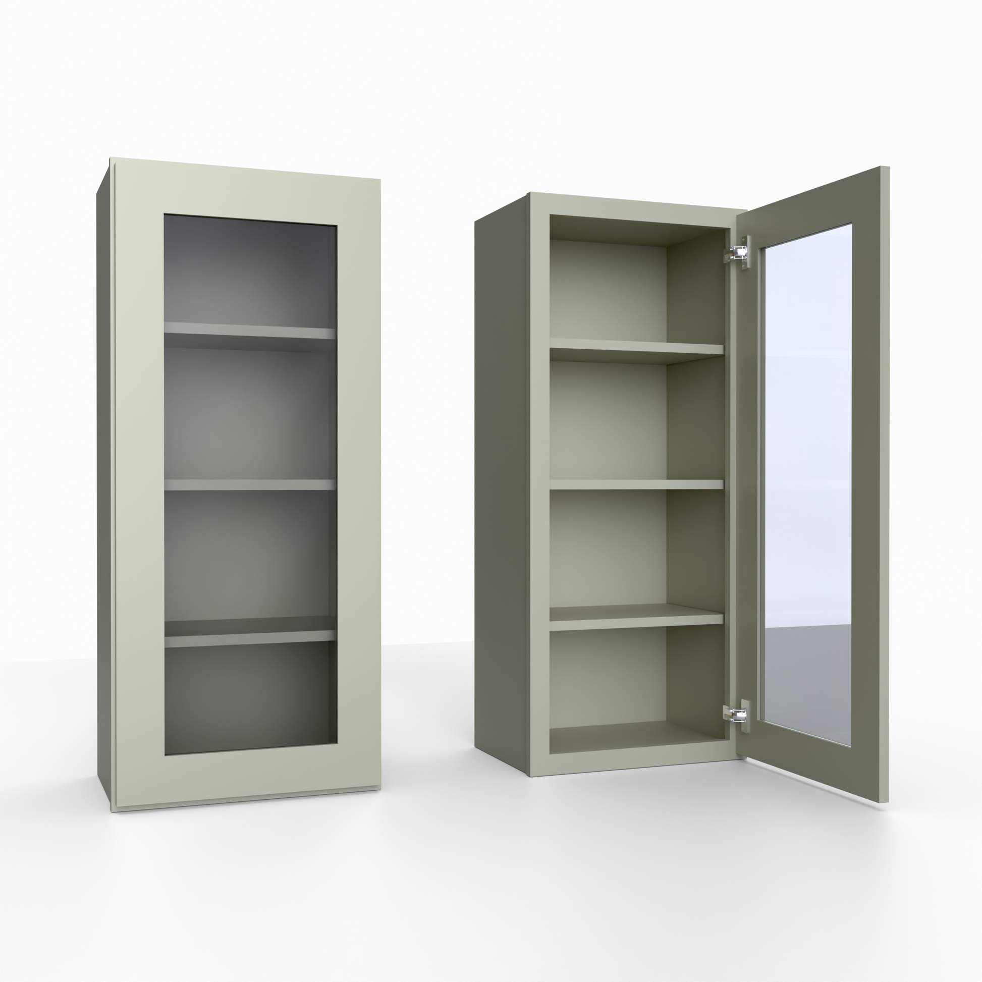 W1842GD glass door shaker wall cabinet sage green
