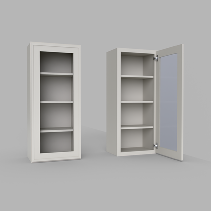 Slim Frame Shaker 42” H x 12” D Glass Door Wall Cabinet