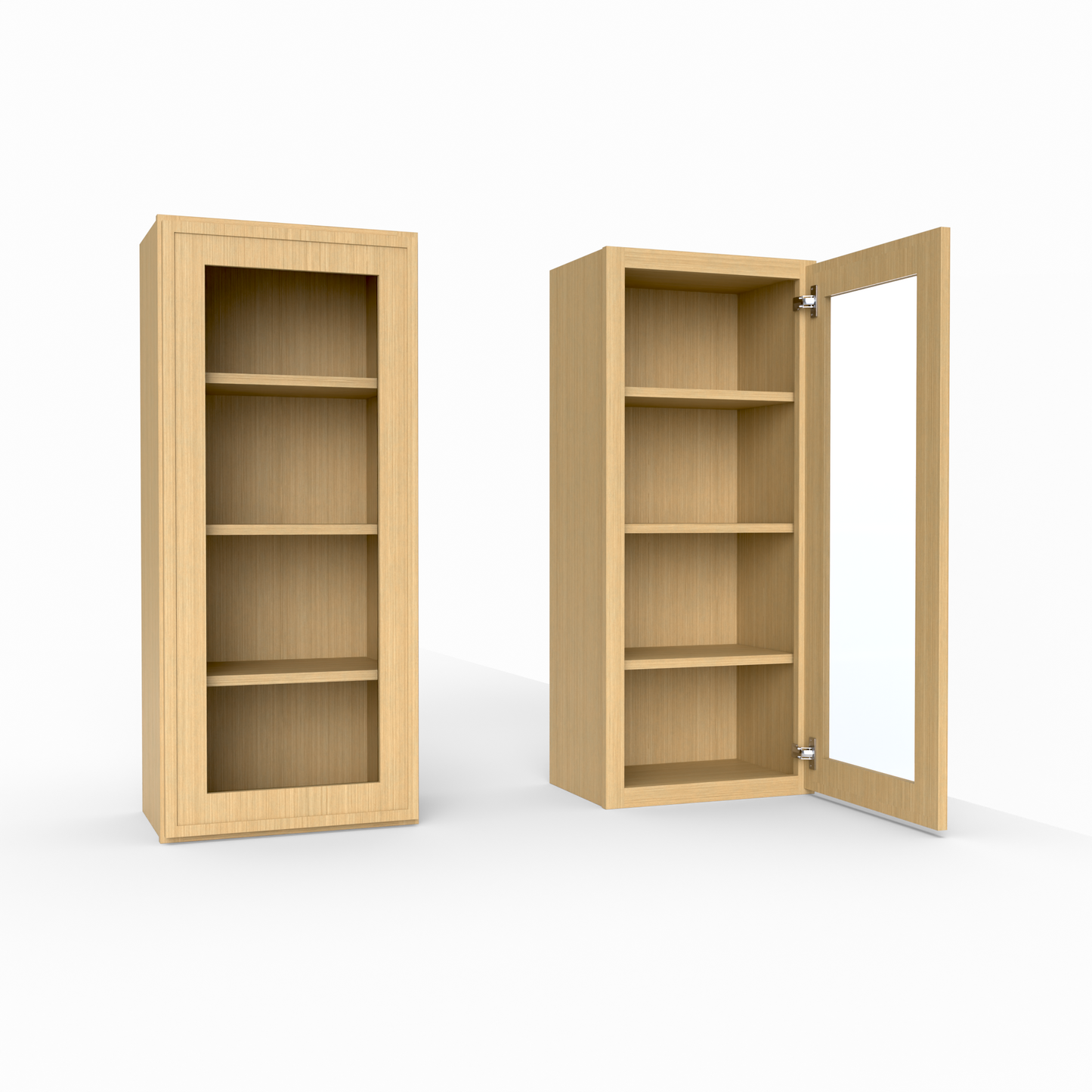 Slim Frame Shaker 42” H x 12” D Glass Door Wall Cabinet