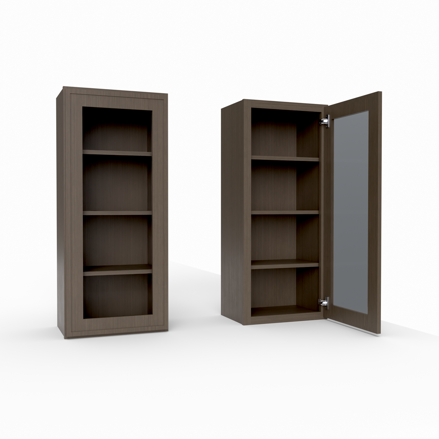 Slim Frame Shaker 42” H x 12” D Glass Door Wall Cabinet