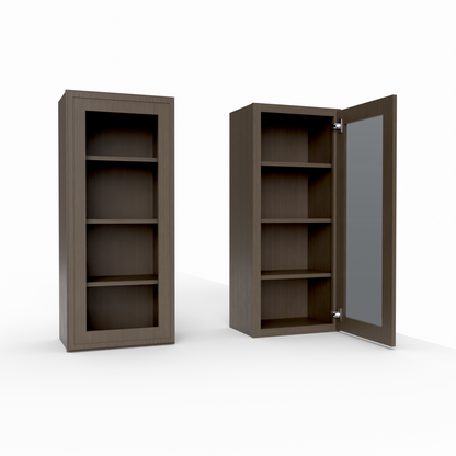 Slim Frame Shaker 42” H x 12” D Glass Door Wall Cabinet
