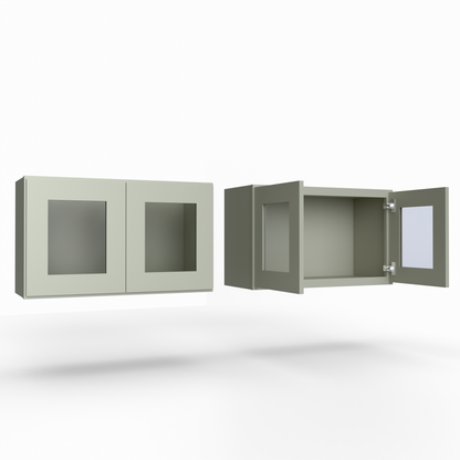 Shaker 18” H x 12” D Stackable Glass Door Wall Cabinet