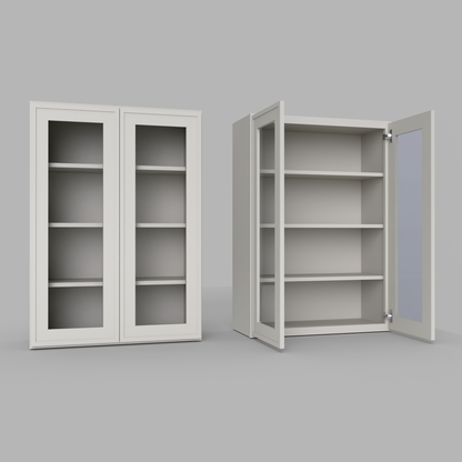 Slim Frame Shaker 42” H x 12” D Glass Door Wall Cabinet