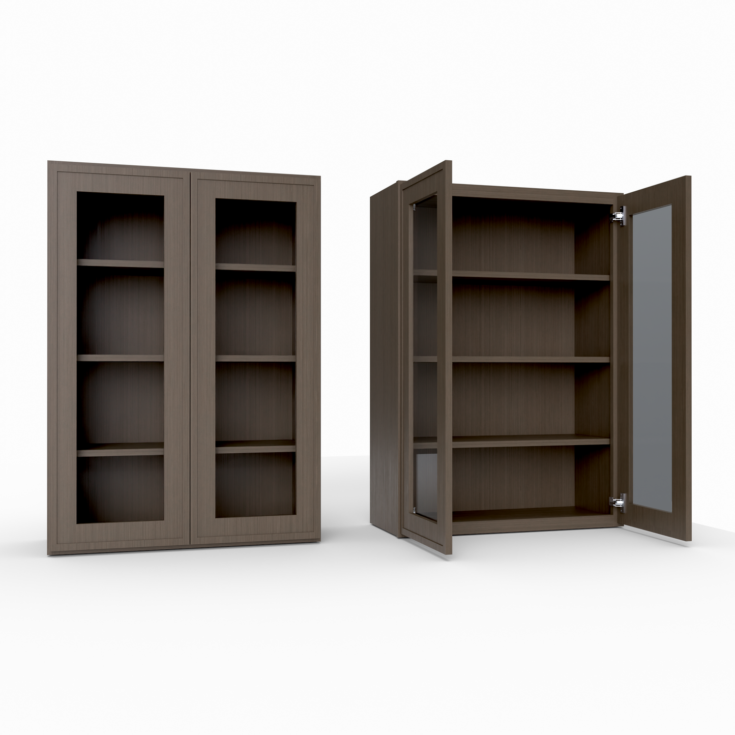 Slim Frame Shaker 42” H x 12” D Glass Door Wall Cabinet