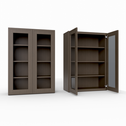 Slim Frame Shaker 42” H x 12” D Glass Door Wall Cabinet