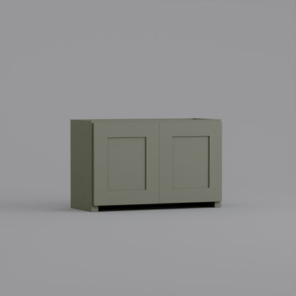 appliance garage shaker cabinet sage green