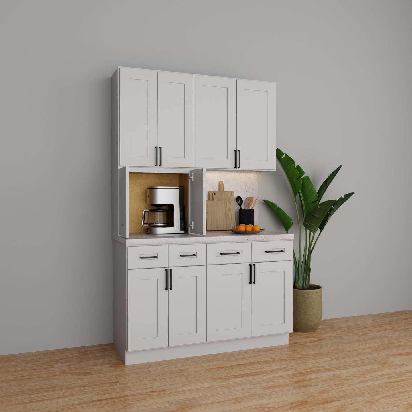 appliance garage shaker cabinet white example image