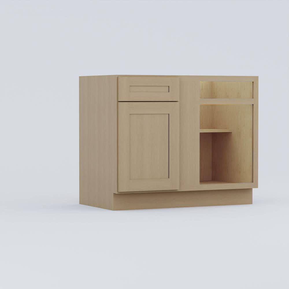 base blind corner shaker cabinet natural wood