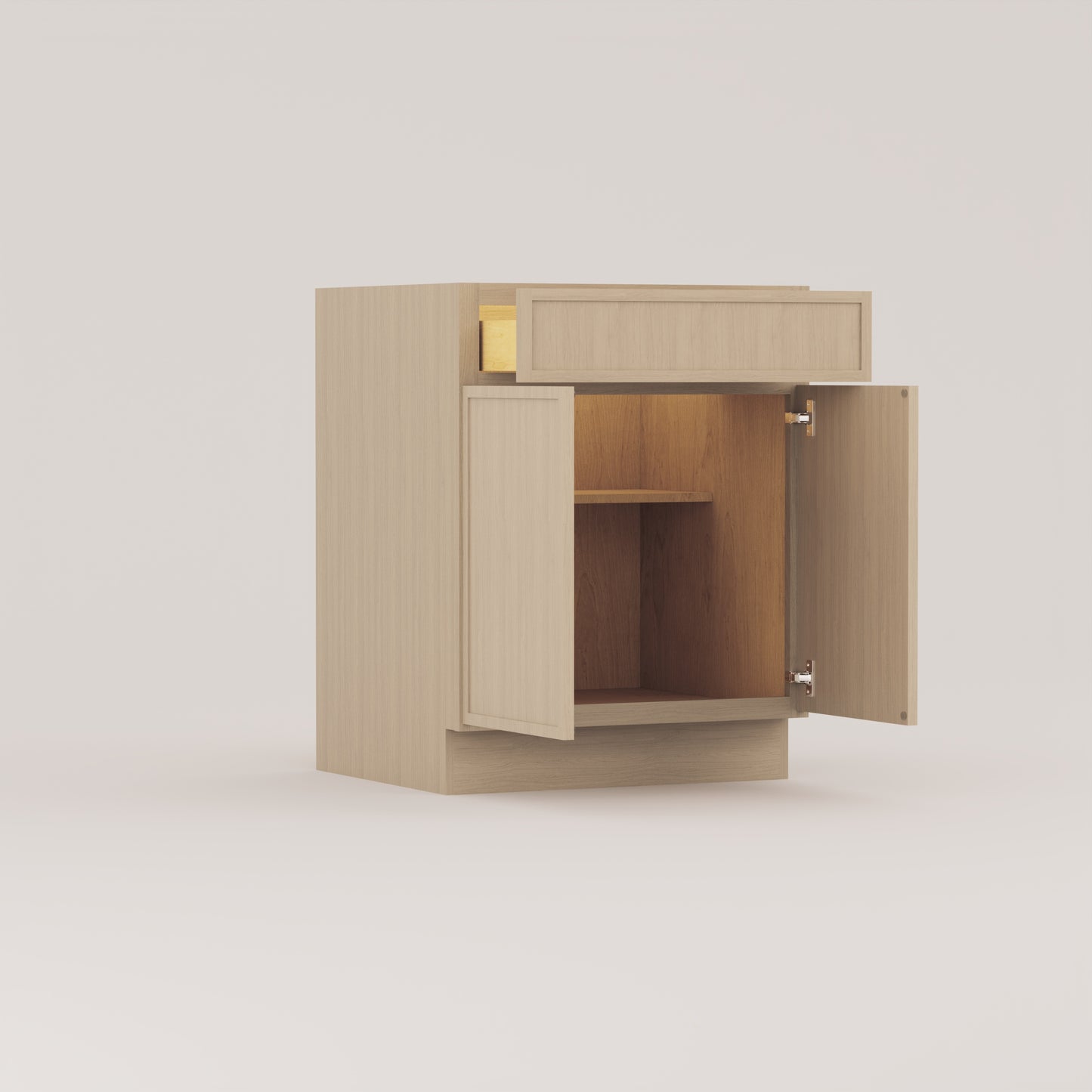 base slim frame shaker cabinet rift cut white oak