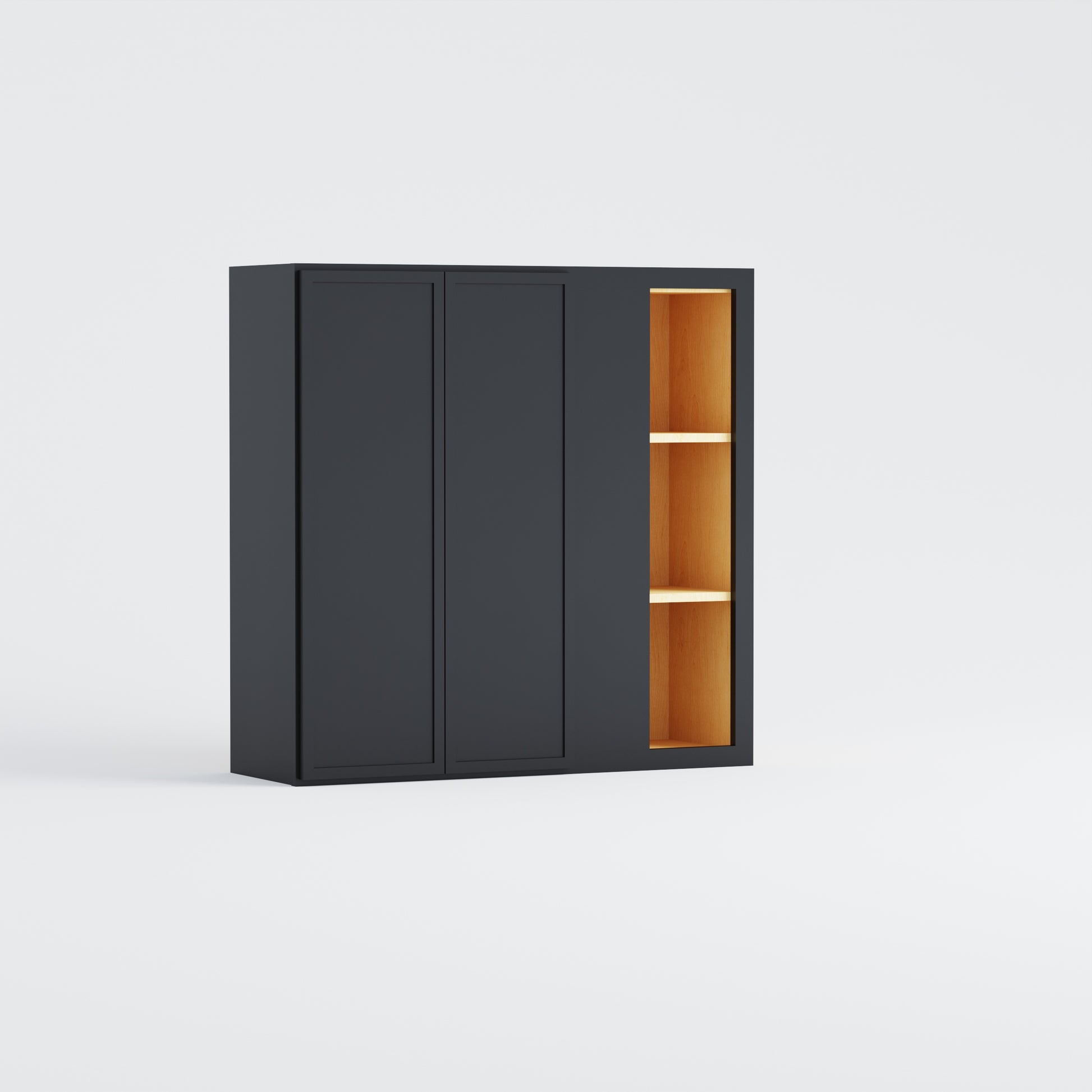 blind corner wall slim frame shaker cabinet black