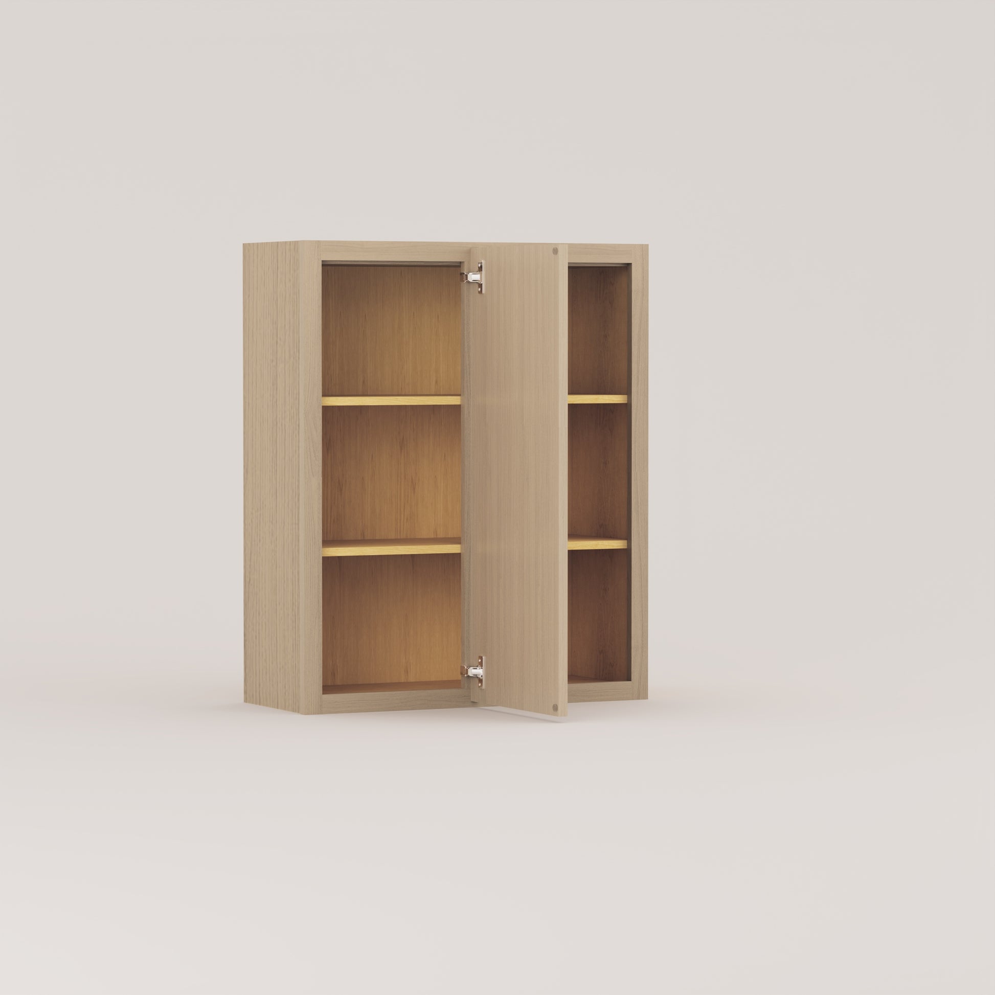 blind corner wall slim frame shaker cabinet rift cut white oak
