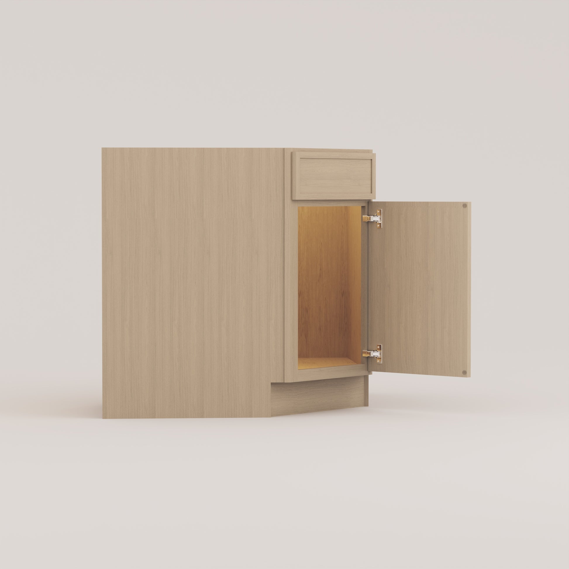 corner sink base slim frame shaker cabinet rift cut white oak