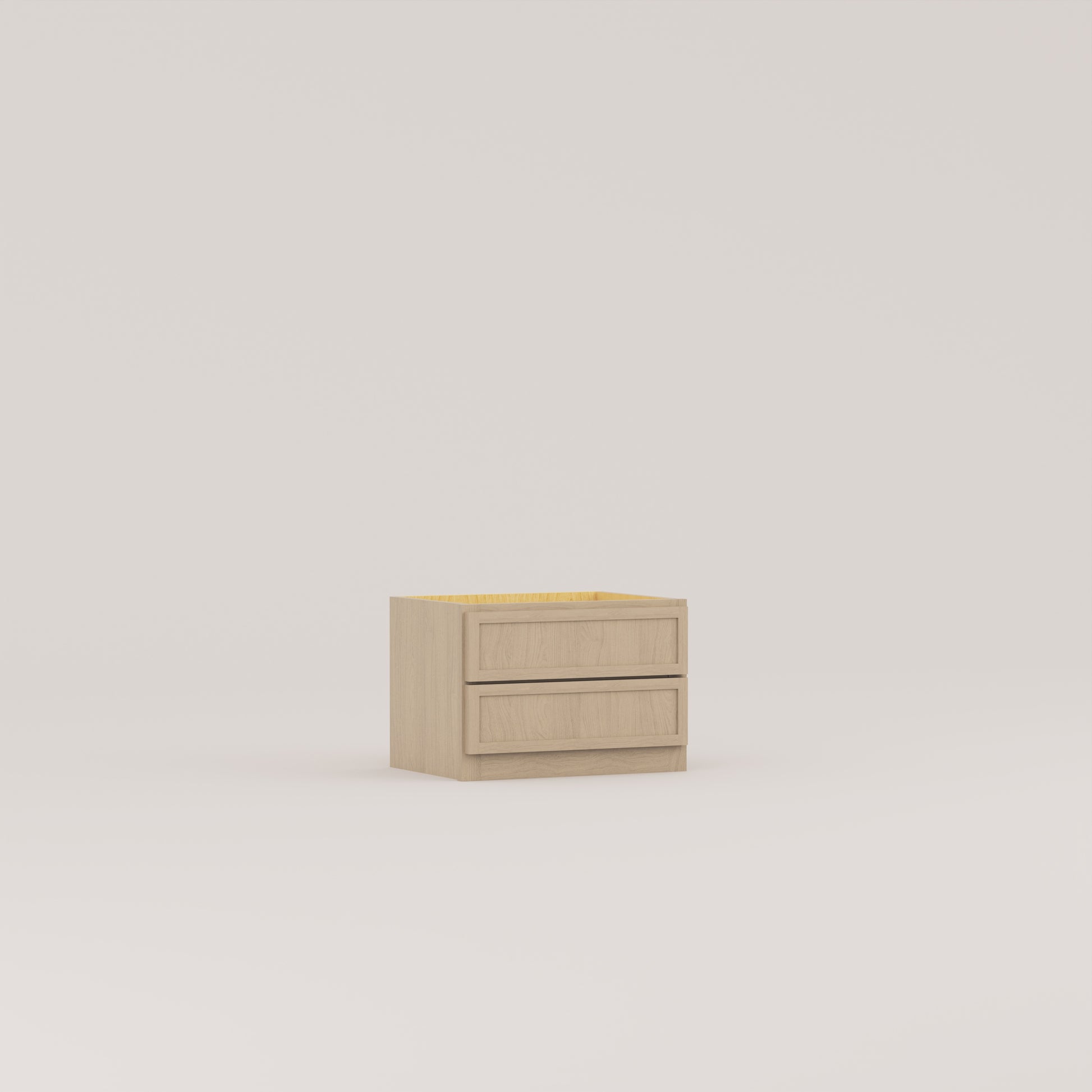 counter top slim frame shaker cabinet rift cut white oak two drawer