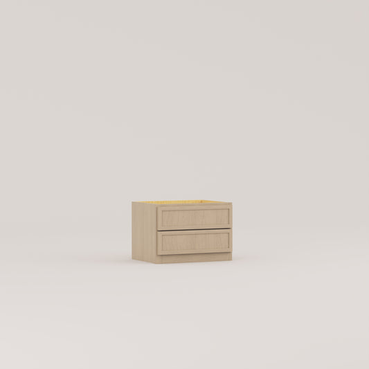 counter top slim frame shaker cabinet rift cut white oak two drawer