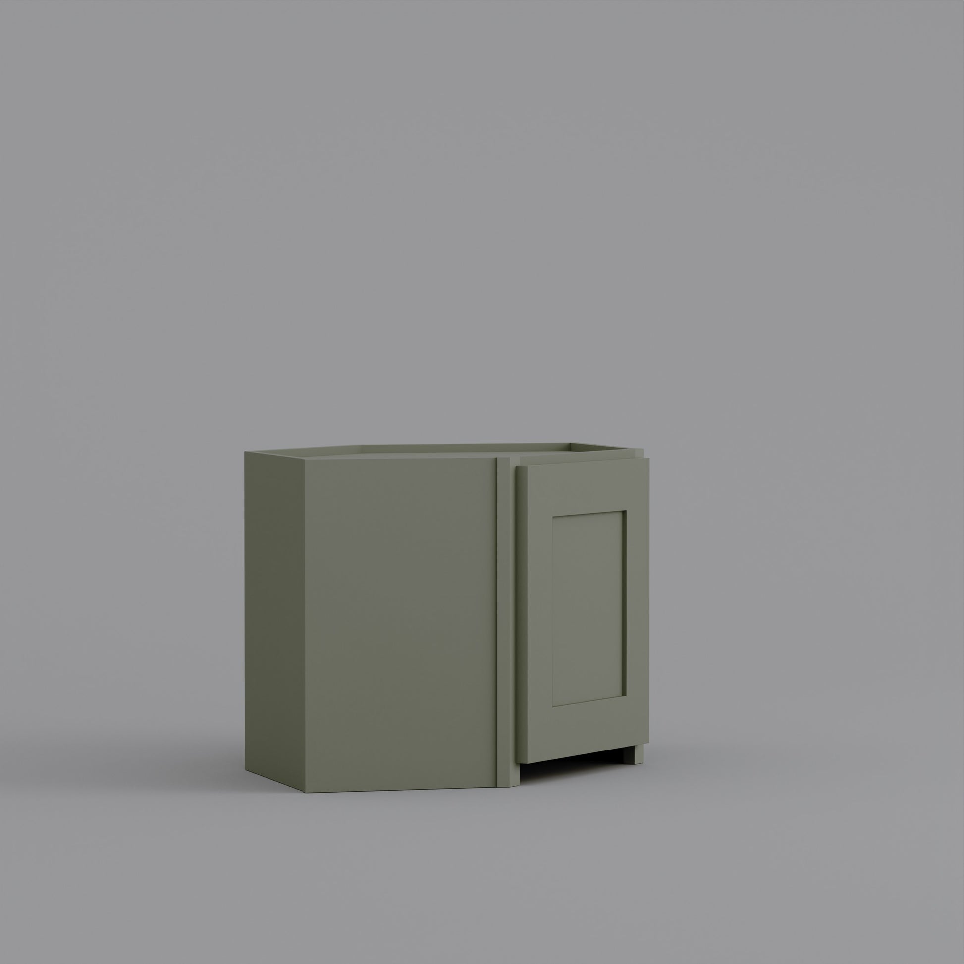 diagonal  appliance garage shaker cabinet sage green