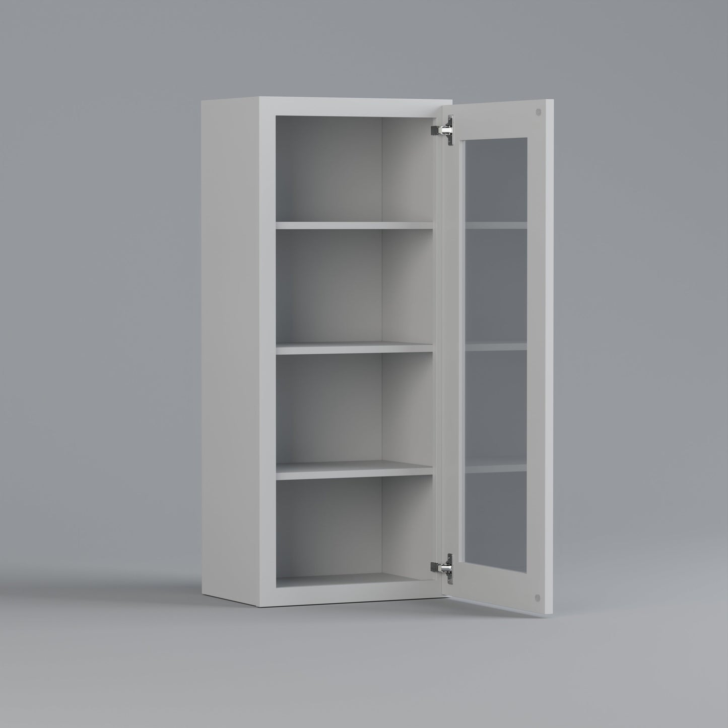 glass door shaker wall cabinet 1848 white open