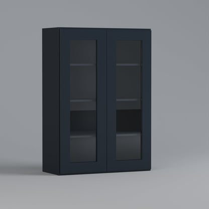 glass door shaker wall cabinet 2748 blue