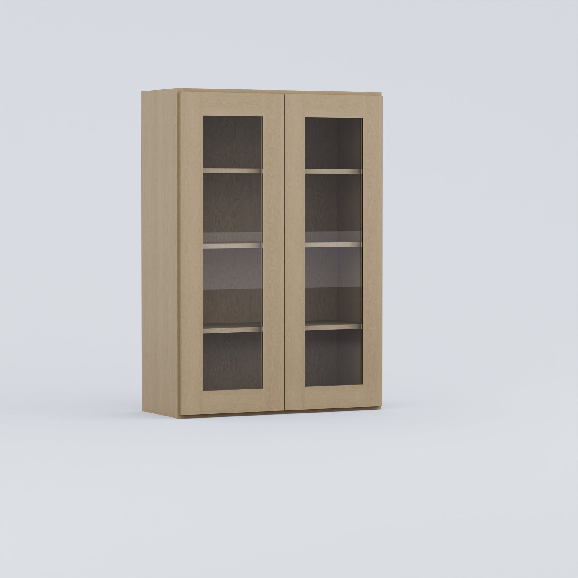 glass door shaker wall cabinet 2748 natural wood
