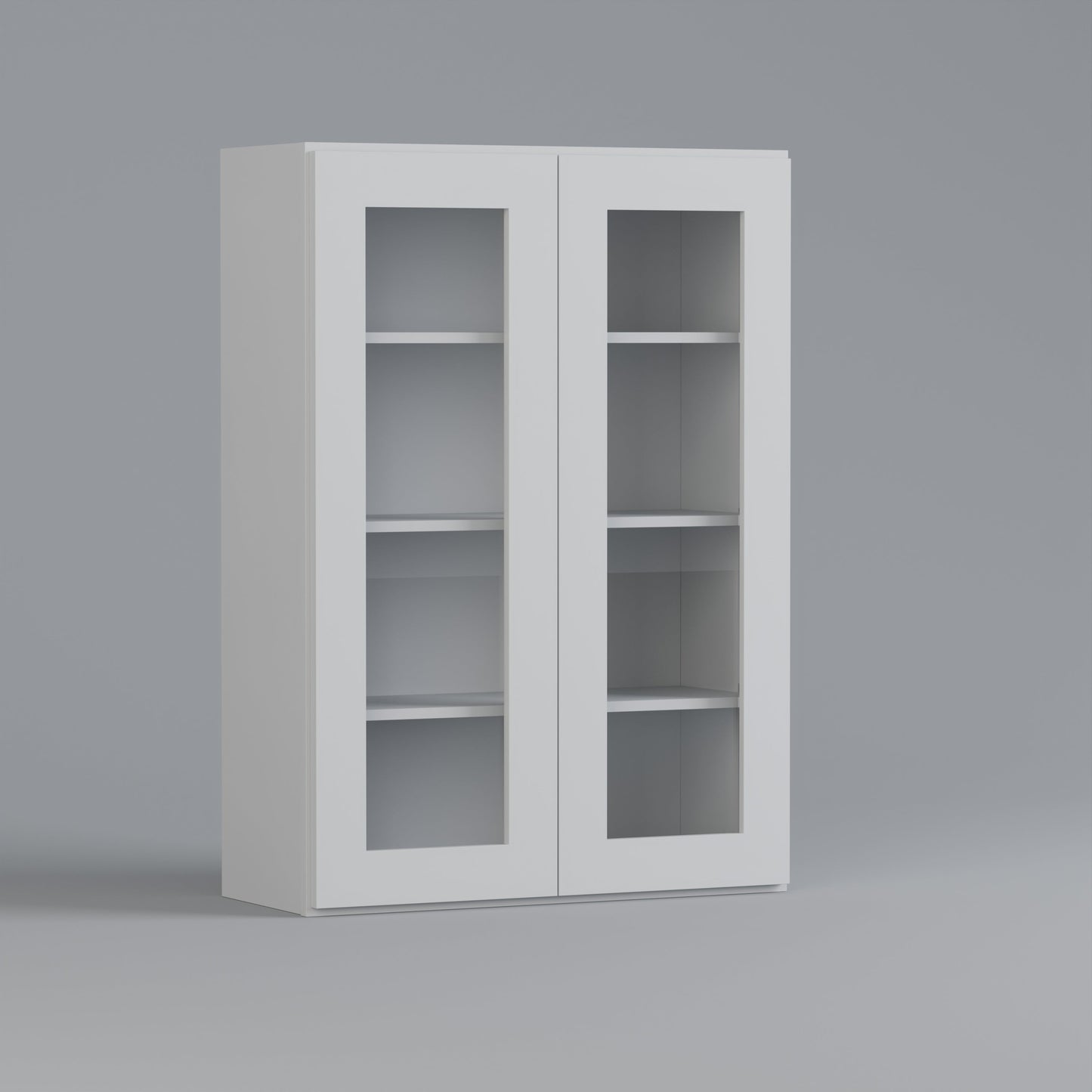 glass door shaker wall cabinet 2748 white