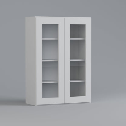 glass door shaker wall cabinet 2748 white