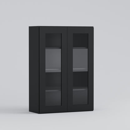 glass door shaker wall cabinet 3042 black