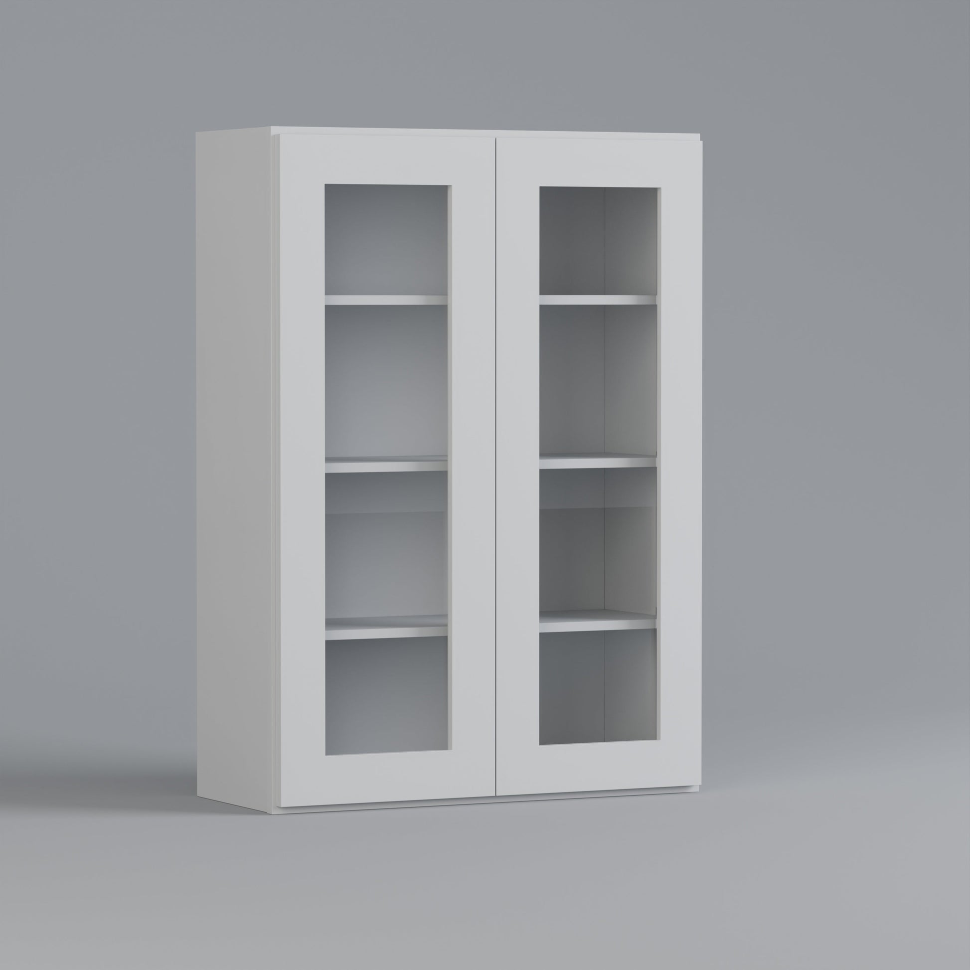 glass door shaker wall cabinet 3042 white