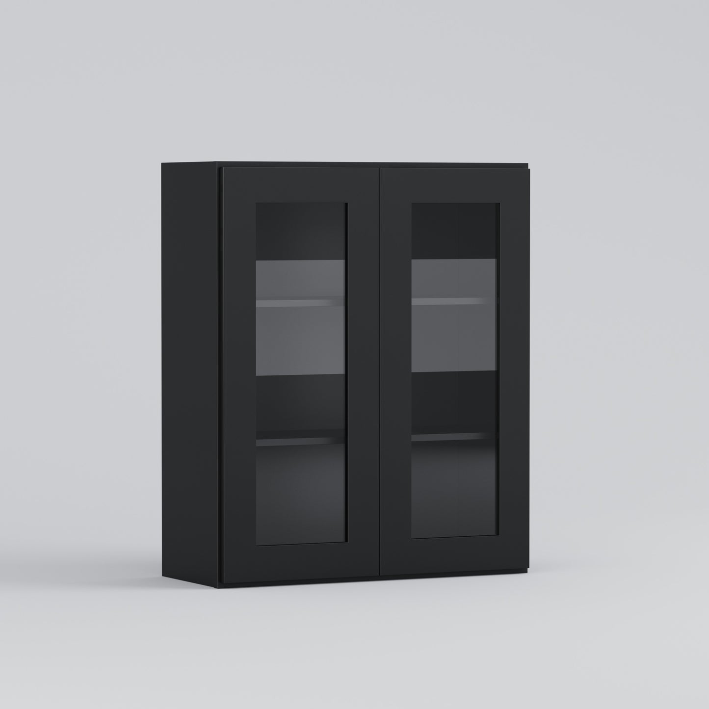 glass door shaker wall cabinet black 3030
