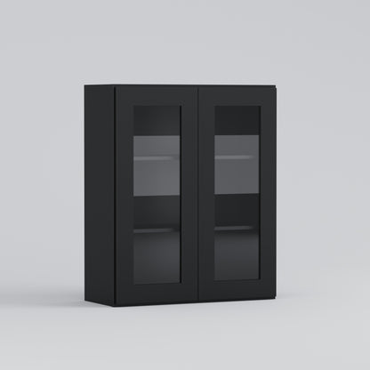 glass door shaker wall cabinet black 3030