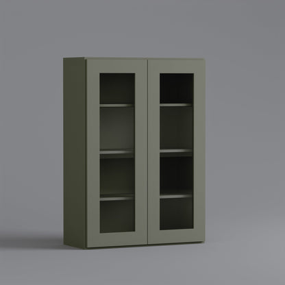 glass door shaker wall cabinet 2748 sage green