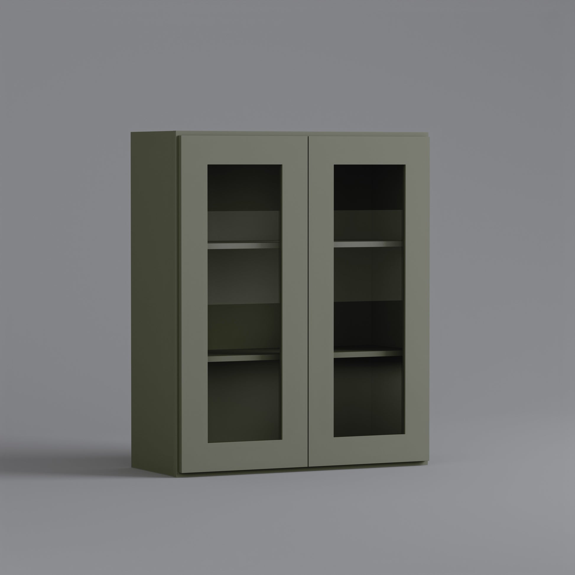 glass door shaker wall cabinet sage green 3030