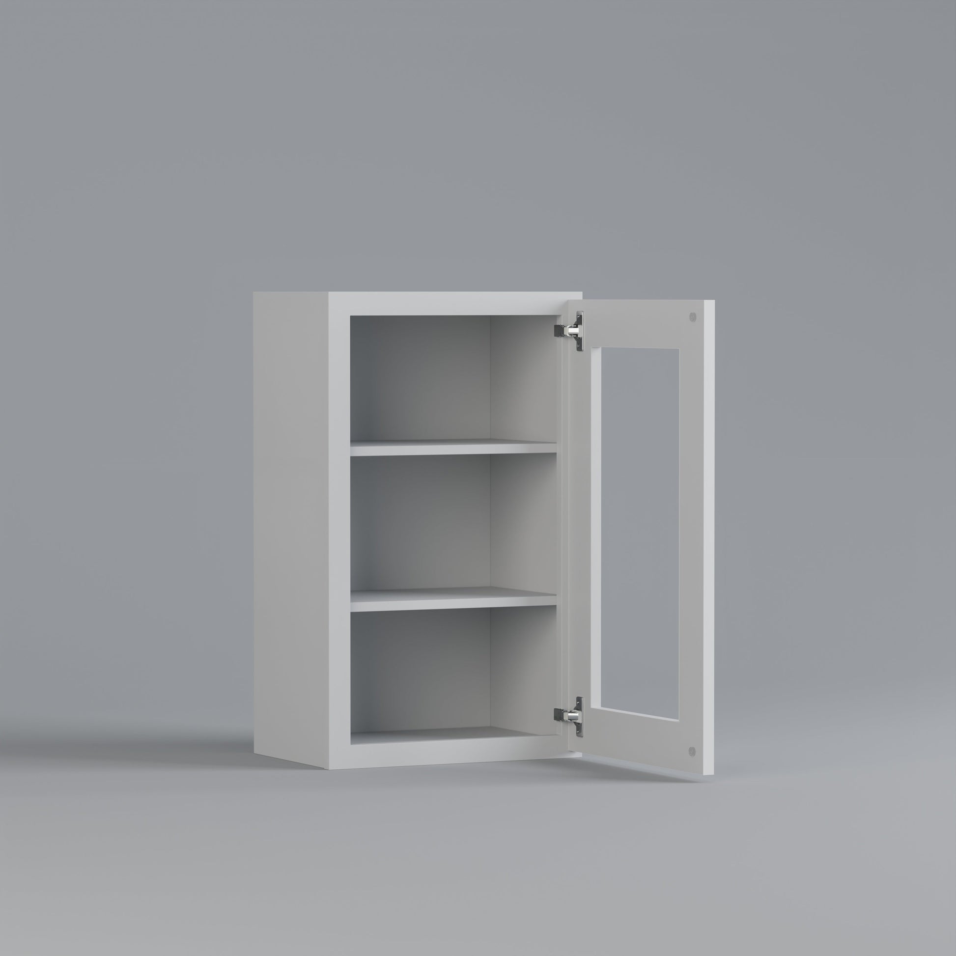 glass door shaker wall cabinet white 1830 open