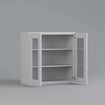 glass door shaker wall cabinet white 3030 open