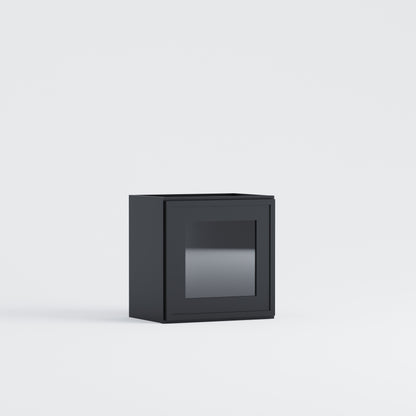 glass door slim frame shaker wall cabinet black