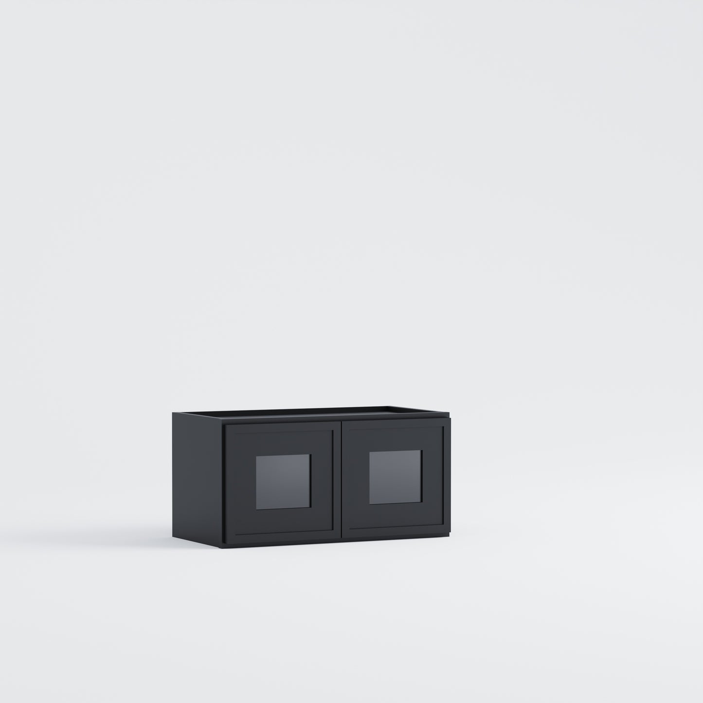glass door slim frame shaker wall cabinet black