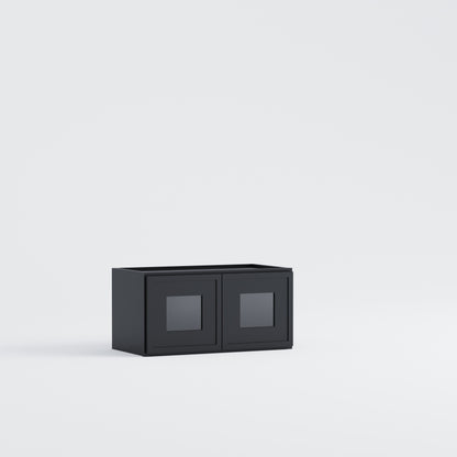 glass door slim frame shaker wall cabinet black