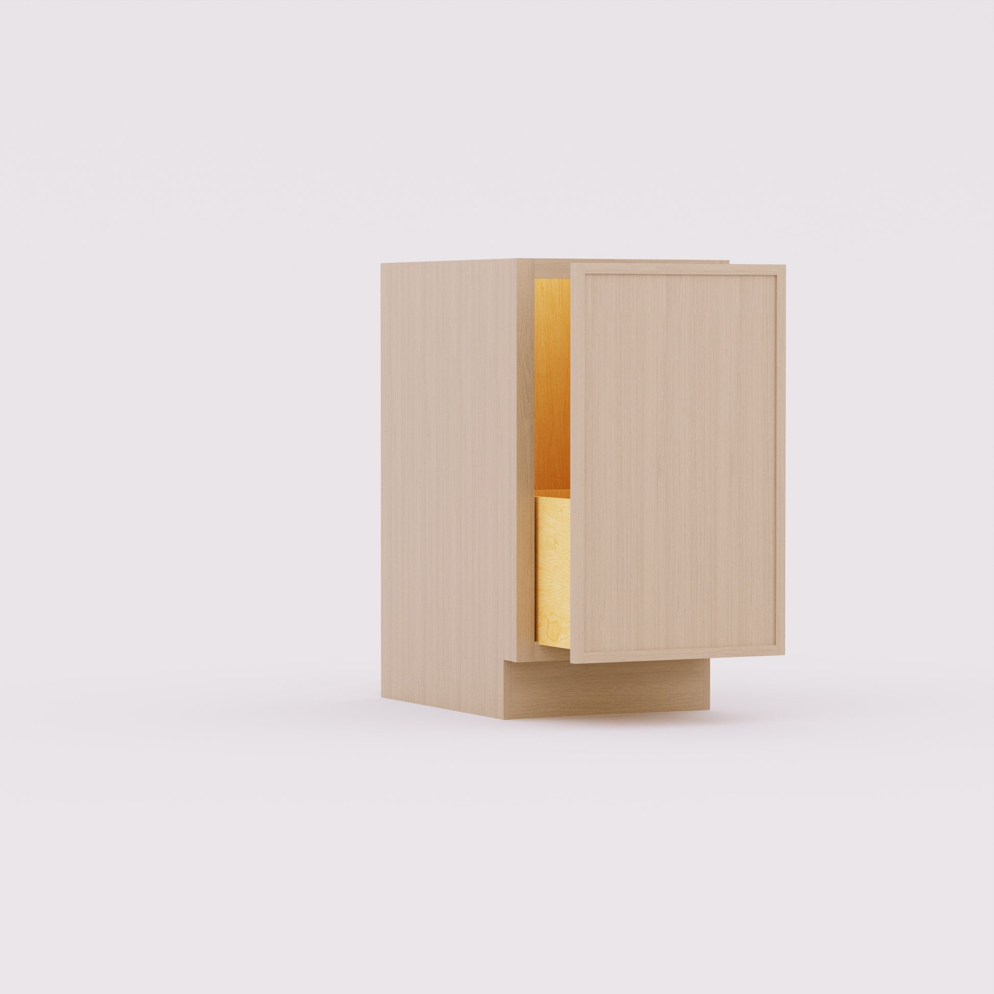 trash can waste basket drawer base with drawers slim frame shaker cabinet rift cut white oak