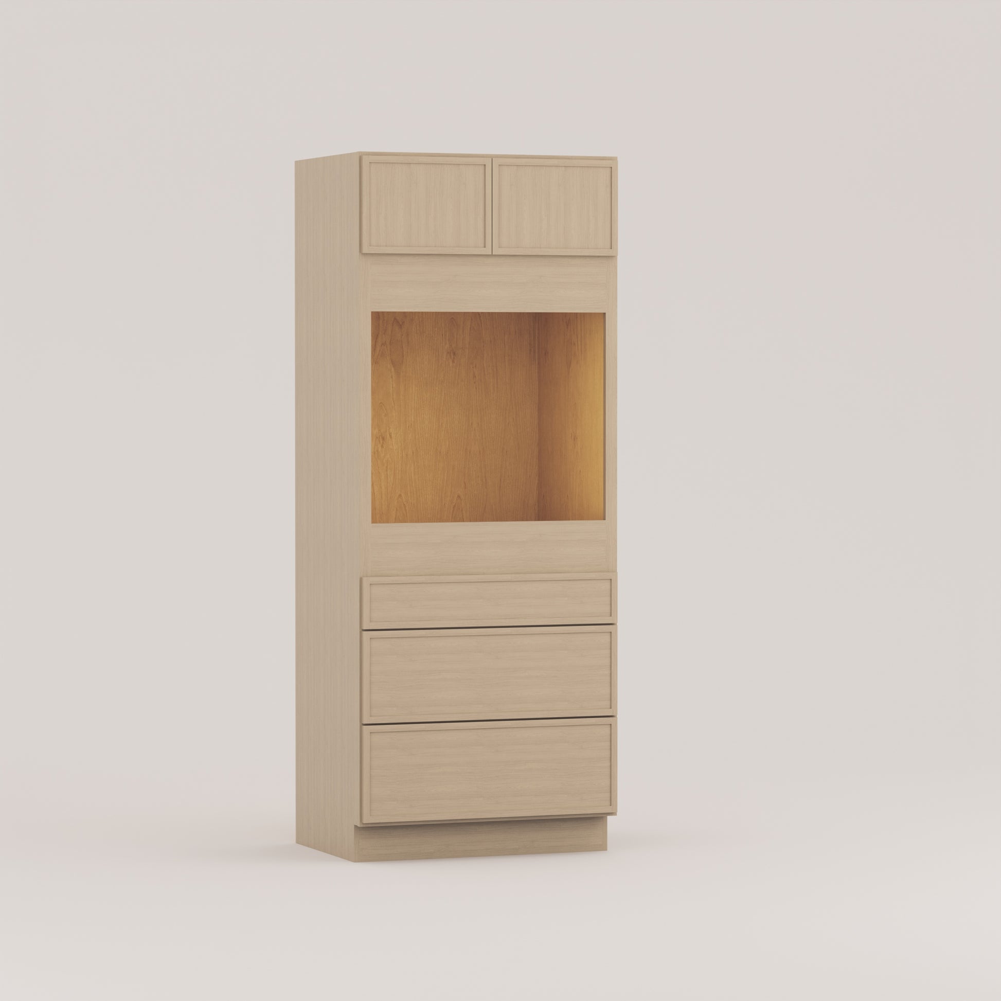 oven tall utility pantry drawer base slim frame shaker cabinet rift cut white oak