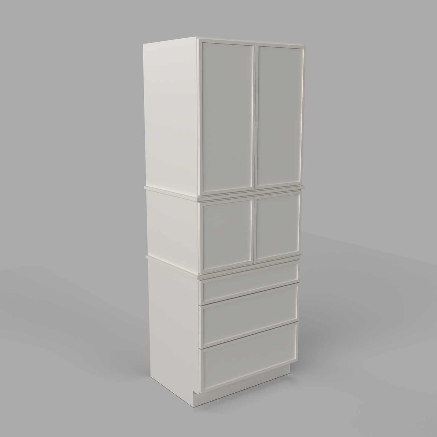 Slim Frame Shaker Modular Tall Pantry Utility Cabinet 24" D Three Drawer