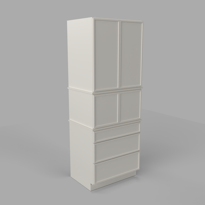 Slim Frame Shaker Modular Tall Pantry Utility Cabinet 24" D Three Drawer