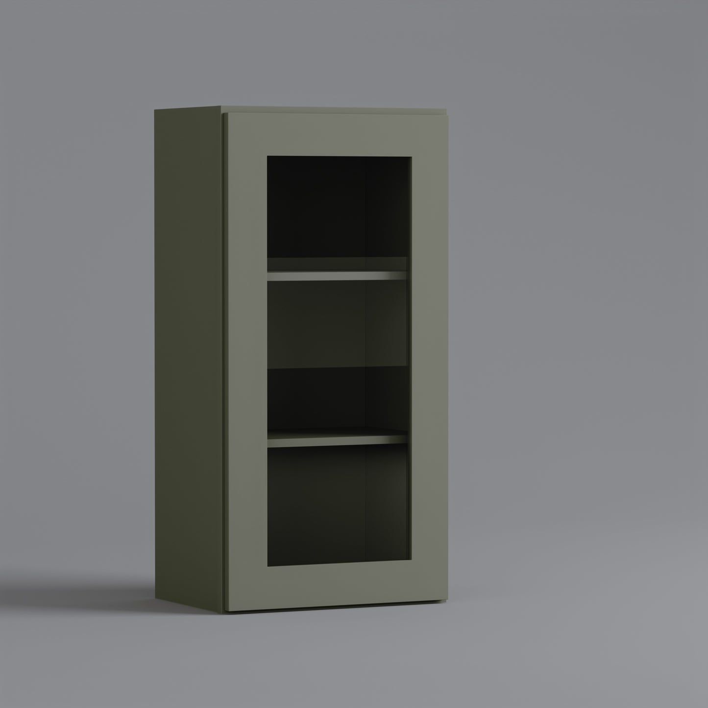 sage green glass door shaker cabinet 1836
