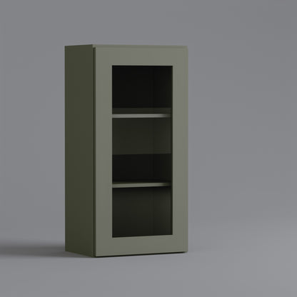 sage green glass door shaker cabinet 1836