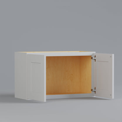 shaker wall cabinet 3018 white open