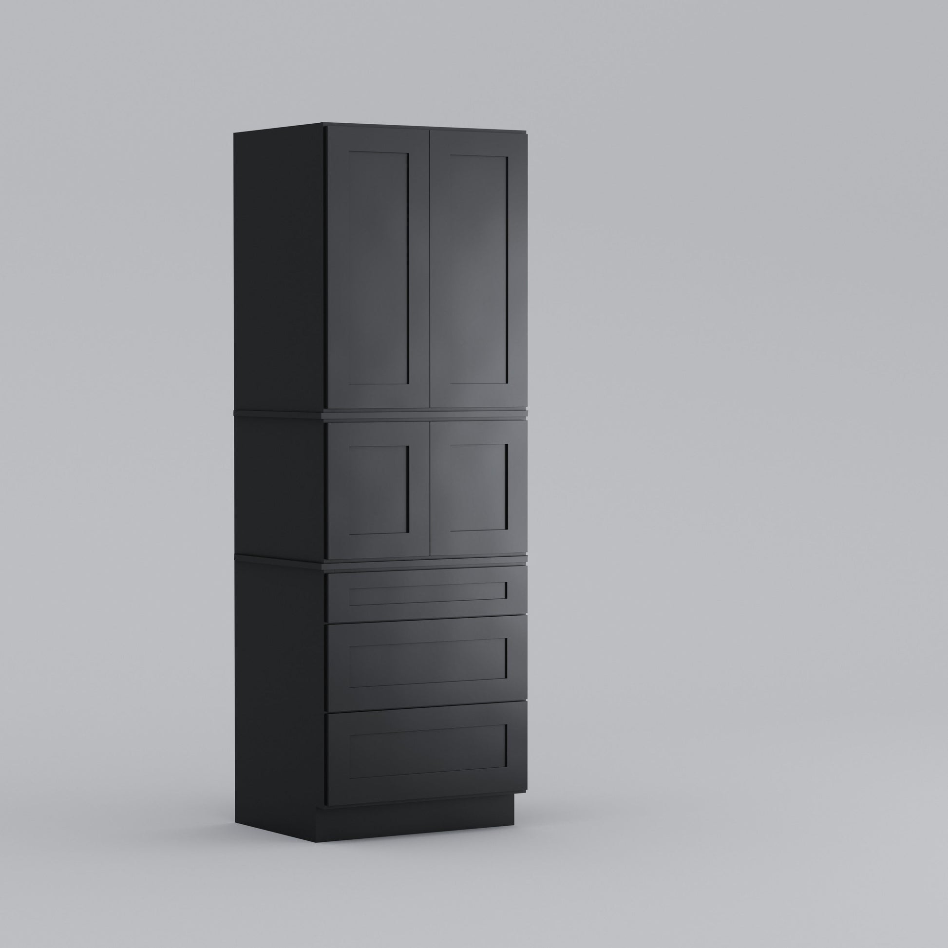 three drawer pantry utility tall cabinet black