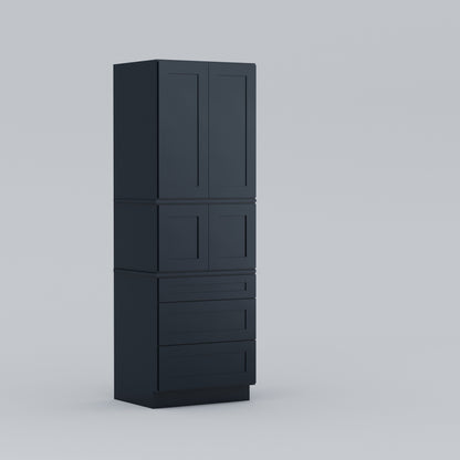 three drawer pantry utility tall cabinet blue