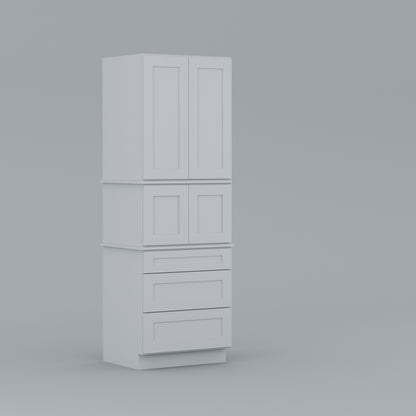three drawer pantry utility tall cabinet  white