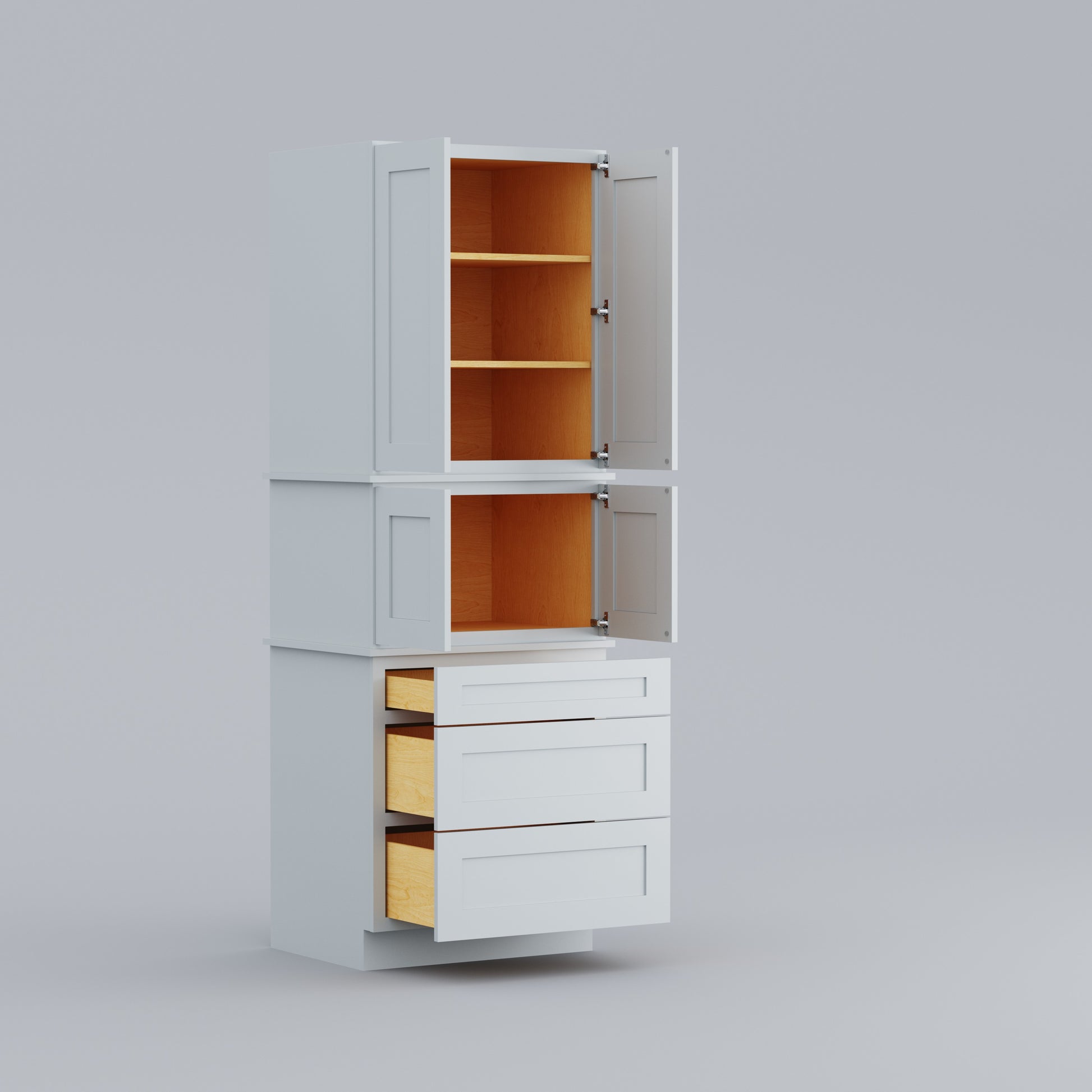 three drawer pantry utility tall cabinet  white